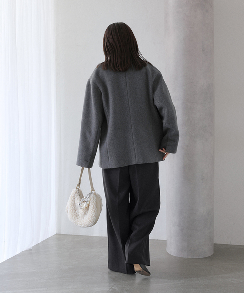 La TOTALITE（ラトータリテ）の「ウーリーカルゼワイドパンツ（スラックス・レディース・ブラック/ブラウン/ライトグレー・38/36）」の6枚目の写真