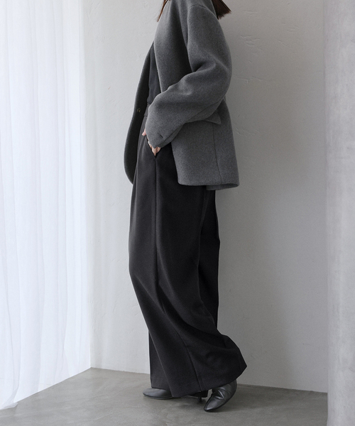 La TOTALITE（ラトータリテ）の「ウーリーカルゼワイドパンツ（スラックス・レディース・ブラック/ブラウン/ライトグレー・38/36）」の7枚目の写真