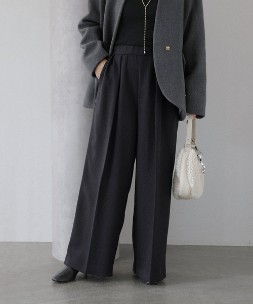 La TOTALITE（ラトータリテ）の「ウーリーカルゼワイドパンツ（スラックス・レディース・ブラック/ブラウン/ライトグレー・38/36）」の8枚目の写真