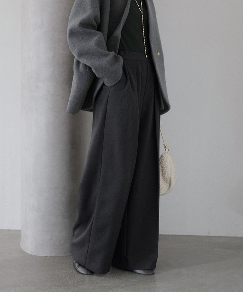 La TOTALITE（ラトータリテ）の「ウーリーカルゼワイドパンツ（スラックス・レディース・ブラック/ブラウン/ライトグレー・38/36）」の9枚目の写真