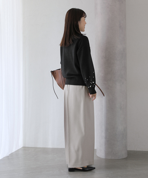 La TOTALITE（ラトータリテ）の「ウーリーカルゼワイドパンツ（スラックス・レディース・ブラック/ブラウン/ライトグレー・38/36）」の12枚目の写真