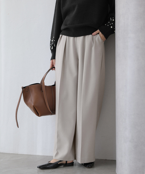 La TOTALITE（ラトータリテ）の「ウーリーカルゼワイドパンツ（スラックス・レディース・ブラック/ブラウン/ライトグレー・38/36）」の13枚目の写真