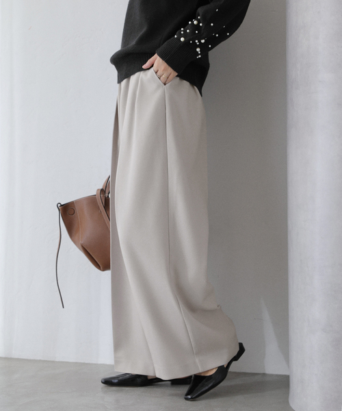 La TOTALITE（ラトータリテ）の「ウーリーカルゼワイドパンツ（スラックス・レディース・ブラック/ブラウン/ライトグレー・38/36）」の14枚目の写真