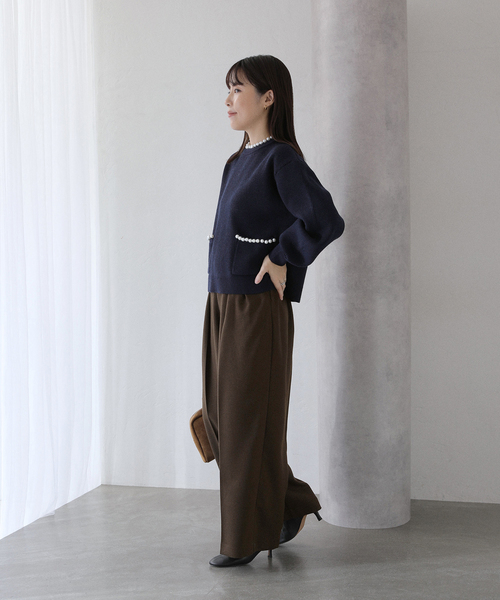 La TOTALITE（ラトータリテ）の「ウーリーカルゼワイドパンツ（スラックス・レディース・ブラック/ブラウン/ライトグレー・38/36）」の17枚目の写真