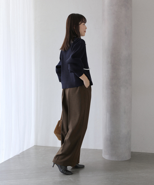 La TOTALITE（ラトータリテ）の「ウーリーカルゼワイドパンツ（スラックス・レディース・ブラック/ブラウン/ライトグレー・38/36）」の18枚目の写真