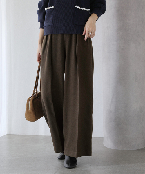 La TOTALITE（ラトータリテ）の「ウーリーカルゼワイドパンツ（スラックス・レディース・ブラック/ブラウン/ライトグレー・38/36）」の21枚目の写真