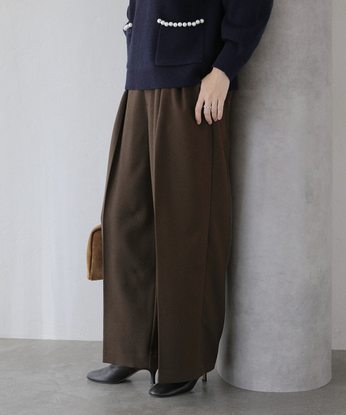 La TOTALITE（ラトータリテ）の「ウーリーカルゼワイドパンツ（スラックス・レディース・ブラック/ブラウン/ライトグレー・38/36）」の22枚目の写真