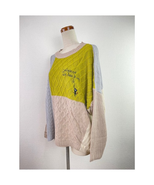 Rydia（リディア）の「パネル切り替えニットプル（ニット/セーター・レディース・グリーン/パープル/マスタード・M）」の14枚目の写真