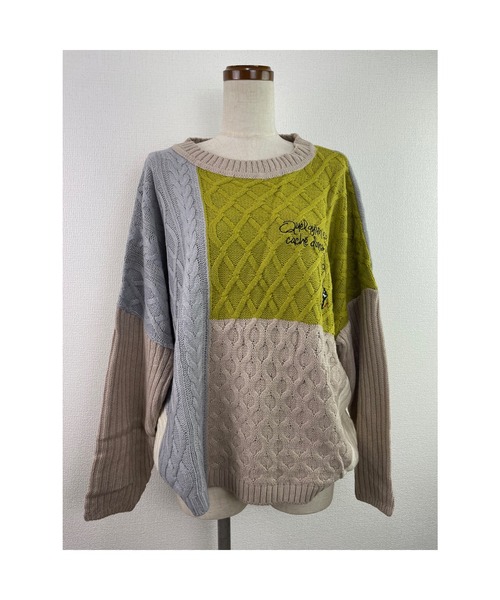 Rydia（リディア）の「パネル切り替えニットプル（ニット/セーター・レディース・グリーン/パープル/マスタード・M）」の11枚目の写真
