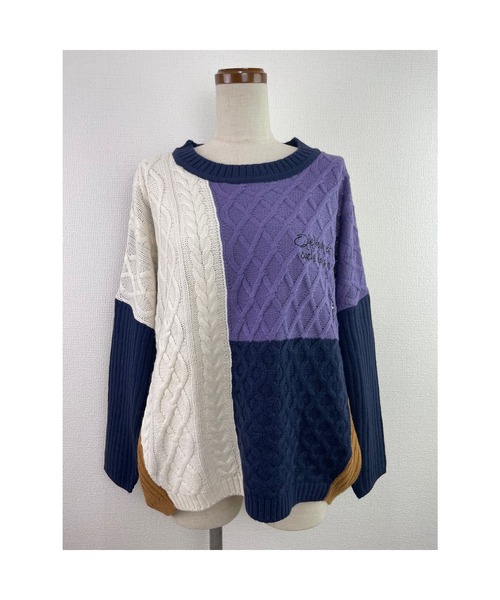 Rydia（リディア）の「パネル切り替えニットプル（ニット/セーター・レディース・グリーン/パープル/マスタード・M）」の7枚目の写真