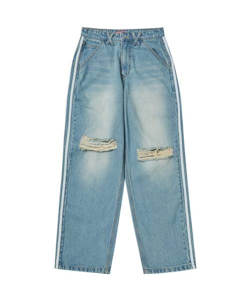 NYXX（エヌワイエックスエックス）の「STRIPE TAPE DENIM PANTS ASH BLUE（デニムパンツ・レディース・その他・MEDIUM/SMALL）」の3枚目の写真