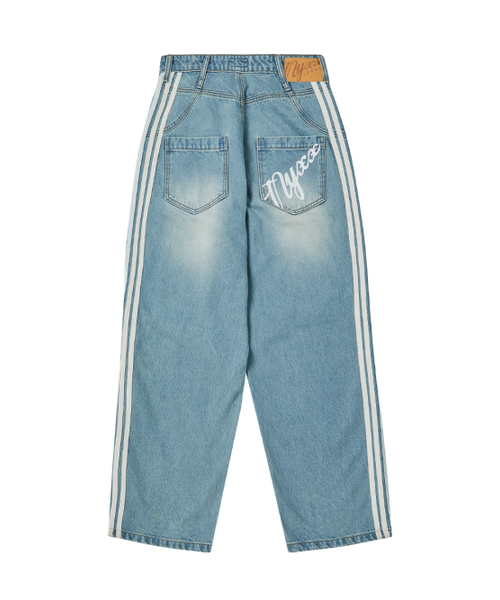 NYXX（エヌワイエックスエックス）の「STRIPE TAPE DENIM PANTS ASH BLUE（デニムパンツ・レディース・その他・MEDIUM/SMALL）」の4枚目の写真