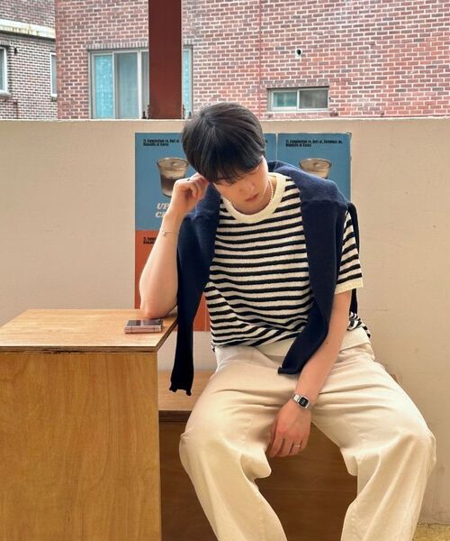 KNITTED(ニッティド)の「ブークルストライプラウンドニット アイボリー(ニット/セーター・レディース・その他・MEDIUM/LARGE/X-LARGE)」の9枚目の写真