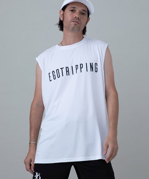 EGO TRIPPING（エゴトリッピング）の「mta595- SLEEVELESS スリーブレストレーニングシャツ(666608)（タンクトップ・メンズ・ブラック/ホワイト/チャコール・46/48/50）」の17枚目の写真