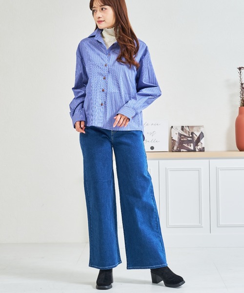 MISCH MASCH(ミッシュマッシュ)の「ZOZO限定 シュシュセットストライプシャツ(シャツ/ブラウス・レディース・ブルー/ピンク・フリ-)」の11枚目の写真