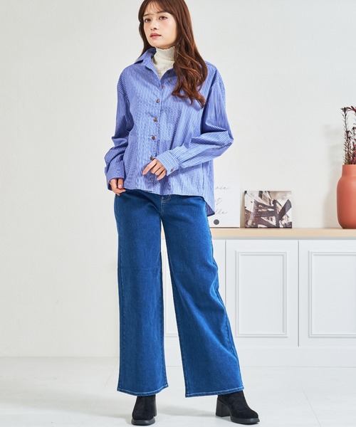 MISCH MASCH(ミッシュマッシュ)の「ZOZO限定 シュシュセットストライプシャツ(シャツ/ブラウス・レディース・ブルー/ピンク・フリ-)」の12枚目の写真