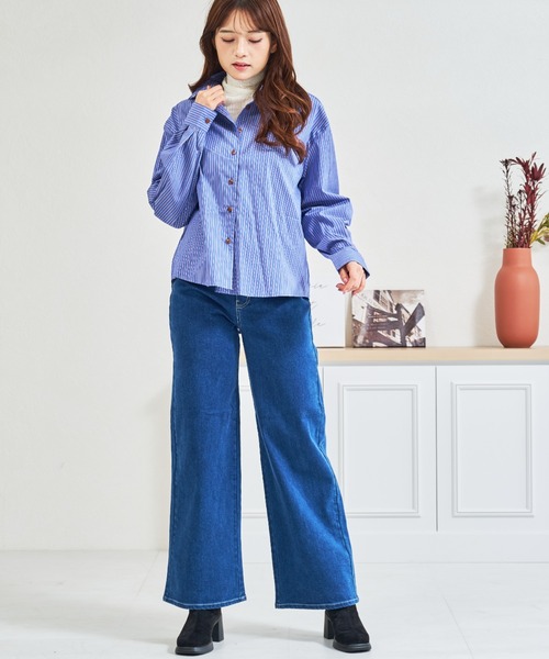 MISCH MASCH(ミッシュマッシュ)の「ZOZO限定 シュシュセットストライプシャツ(シャツ/ブラウス・レディース・ブルー/ピンク・フリ-)」の13枚目の写真