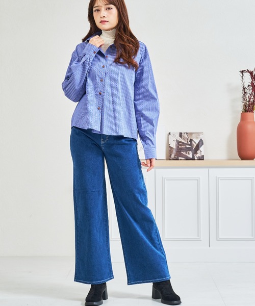 MISCH MASCH(ミッシュマッシュ)の「ZOZO限定 シュシュセットストライプシャツ(シャツ/ブラウス・レディース・ブルー/ピンク・フリ-)」の14枚目の写真