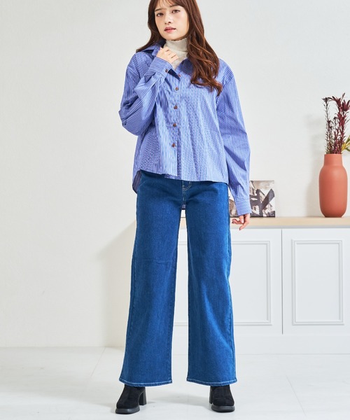 MISCH MASCH(ミッシュマッシュ)の「ZOZO限定 シュシュセットストライプシャツ(シャツ/ブラウス・レディース・ブルー/ピンク・フリ-)」の15枚目の写真