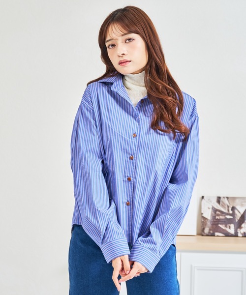 MISCH MASCH(ミッシュマッシュ)の「ZOZO限定 シュシュセットストライプシャツ(シャツ/ブラウス・レディース・ブルー/ピンク・フリ-)」の16枚目の写真