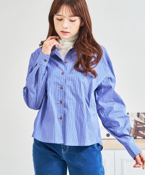 MISCH MASCH(ミッシュマッシュ)の「ZOZO限定 シュシュセットストライプシャツ(シャツ/ブラウス・レディース・ブルー/ピンク・フリ-)」の17枚目の写真