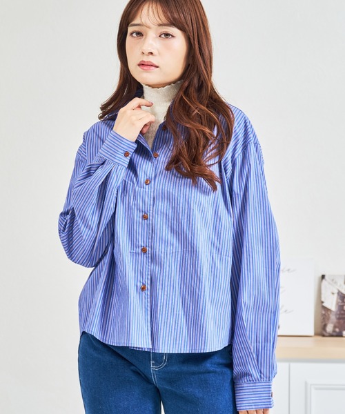 MISCH MASCH(ミッシュマッシュ)の「ZOZO限定 シュシュセットストライプシャツ(シャツ/ブラウス・レディース・ブルー/ピンク・フリ-)」の18枚目の写真
