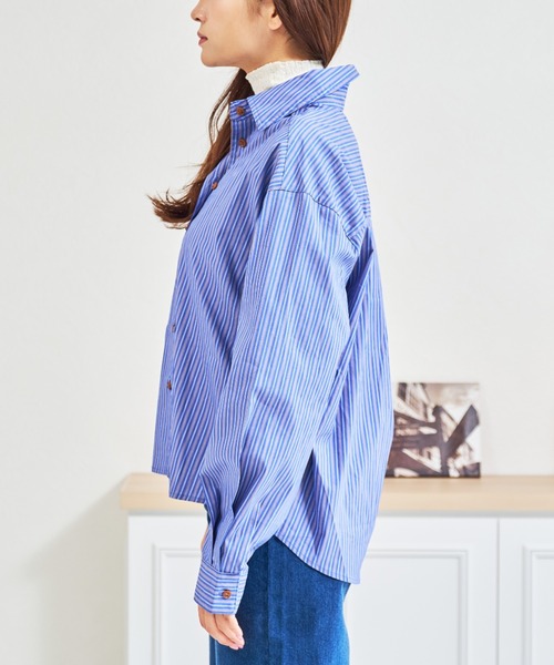 MISCH MASCH(ミッシュマッシュ)の「ZOZO限定 シュシュセットストライプシャツ(シャツ/ブラウス・レディース・ブルー/ピンク・フリ-)」の9枚目の写真