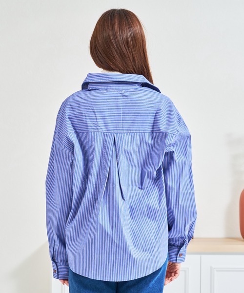 MISCH MASCH(ミッシュマッシュ)の「ZOZO限定 シュシュセットストライプシャツ(シャツ/ブラウス・レディース・ブルー/ピンク・フリ-)」の10枚目の写真