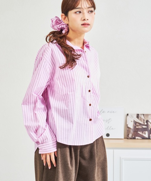 MISCH MASCH(ミッシュマッシュ)の「ZOZO限定 シュシュセットストライプシャツ(シャツ/ブラウス・レディース・ブルー/ピンク・フリ-)」の22枚目の写真