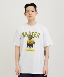 グレー スケーター 半袖Tシャツ ライトグレー ライム