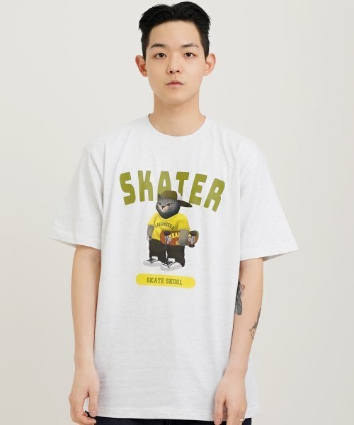 CREAM SODA LAB(クリームソーダラボ)の「グレー スケーター 半袖Tシャツ ライトグレー ライム(Tシャツ/カットソー・メンズ・その他・XX-LARGE/LARGE/MEDIUM/X-LARGE)」の2枚目の写真