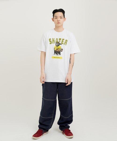 CREAM SODA LAB(クリームソーダラボ)の「グレー スケーター 半袖Tシャツ ライトグレー ライム(Tシャツ/カットソー・メンズ・その他・XX-LARGE/LARGE/MEDIUM/X-LARGE)」の3枚目の写真