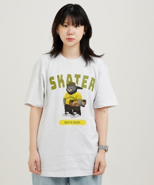 CREAM SODA LAB(クリームソーダラボ)の「グレー スケーター 半袖Tシャツ ライトグレー ライム(Tシャツ/カットソー・メンズ・その他・XX-LARGE/LARGE/MEDIUM/X-LARGE)」の4枚目の写真