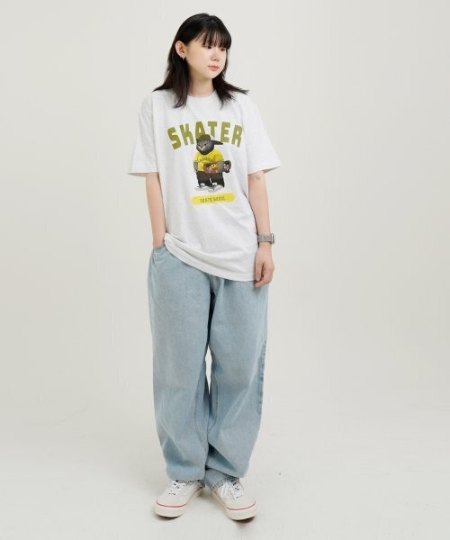 CREAM SODA LAB(クリームソーダラボ)の「グレー スケーター 半袖Tシャツ ライトグレー ライム(Tシャツ/カットソー・メンズ・その他・XX-LARGE/LARGE/MEDIUM/X-LARGE)」の6枚目の写真