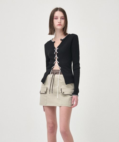 ETMON(エトモン)の「Cargo Banding Mini Skirt, Khaki Beige(スカート・レディース・その他・MEDIUM/SMALL)」の1枚目の写真