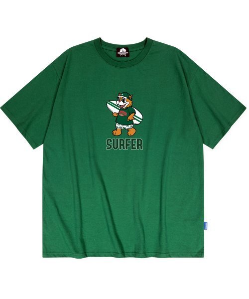 TRIPSHION(トリップション)の「GREEN SURFER CAT GRAPHIC Tシャツ - グリーン(Tシャツ/カットソー・メンズ・その他・LARGE/MEDIUM/X-LARGE)」の1枚目の写真