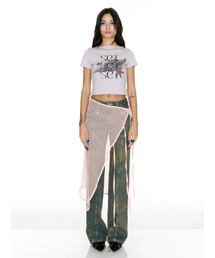 NET WRAP SKIRT PEACH