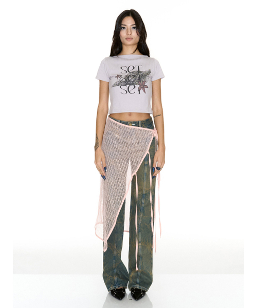 SETSETSET(セットセットセット)の「NET WRAP SKIRT PEACH(スカート・レディース・その他・FREE)」の1枚目の写真