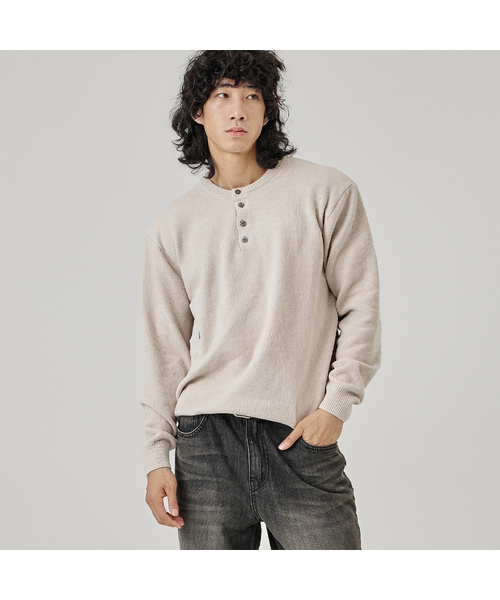 THE-ABON(エイボン)の「エスダー ボタン T オートミール(Tシャツ/カットソー・メンズ・オートミール・LARGE/X-LARGE)」の1枚目の写真