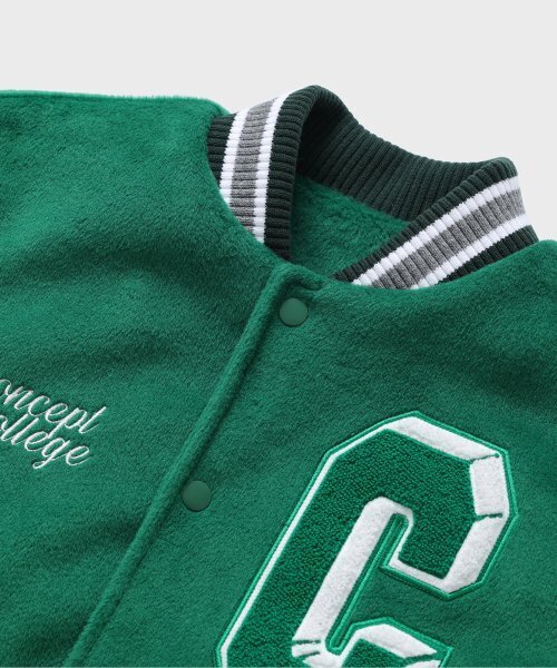 CONCEPTCOLLEGE（コンセプトカレッジ）の「テニスチームグリーン&グレー バーシティジャケット [男女共用]（スタジャン・レディース・その他・MEDIUM/LARGE）」の3枚目の写真