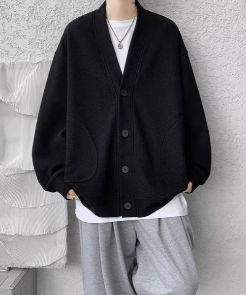 WYZ wear(ダブリューワイジィーウェア)の「オーバーサイズワッフルスウェットカーディガン/ユニセックス(カーディガン/ボレロ・メンズ・グレー/ブラック・M/L/XL)」の10枚目の写真