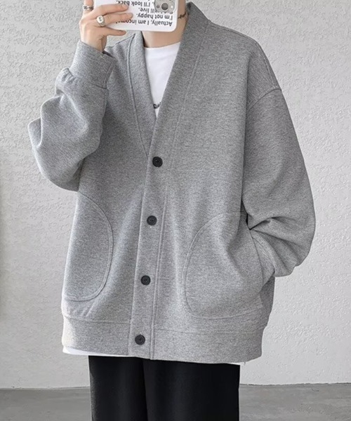 WYZ wear(ダブリューワイジィーウェア)の「オーバーサイズワッフルスウェットカーディガン/ユニセックス(カーディガン/ボレロ・メンズ・グレー/ブラック・M/L/XL)」の18枚目の写真