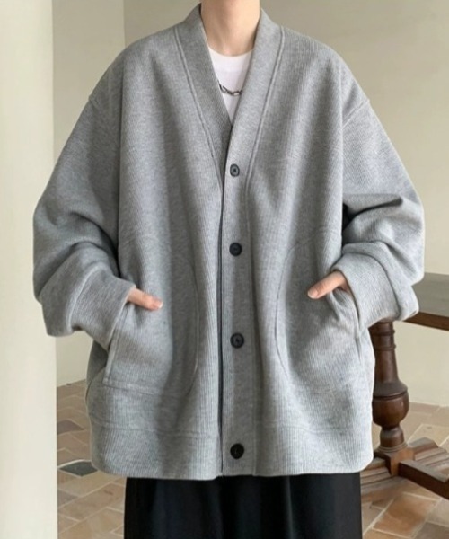 WYZ wear(ダブリューワイジィーウェア)の「オーバーサイズワッフルスウェットカーディガン/ユニセックス(カーディガン/ボレロ・メンズ・グレー/ブラック・M/L/XL)」の15枚目の写真
