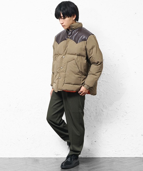 MinoriTY(マイノリティ)の「【MinoriTY select】PUレザーヨークデザイン切り替え配色中綿ブルゾン ダウンライク ジャケット メンズ ヘビーアウター 冬服 オーバーサイズ ルーズフィット ビッグシルエット(ダウンジャケット/コート・メンズ・マスタード/ブラック/カーキ・M/L)」の7枚目の写真