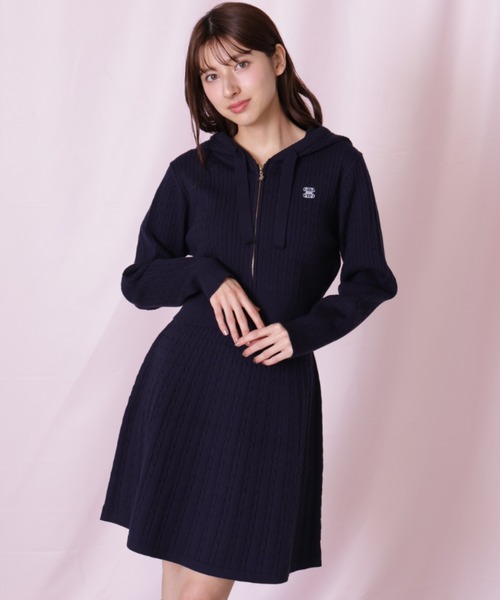 JILL by JILL STUART(ジルバイジルスチュアート)の「◇ケーブルニットパーカーセットアップ(ワンピース・レディース・グレー/ネイビー/イエロー/ピンク・FREE)」の9枚目の写真