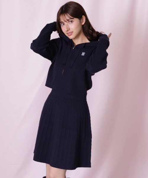 JILL by JILL STUART(ジルバイジルスチュアート)の「◇ケーブルニットパーカーセットアップ(ワンピース・レディース・グレー/ネイビー/イエロー/ピンク・FREE)」の7枚目の写真