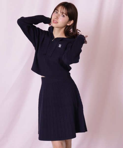 JILL by JILL STUART(ジルバイジルスチュアート)の「◇ケーブルニットパーカーセットアップ(ワンピース・レディース・グレー/ネイビー/イエロー/ピンク・FREE)」の8枚目の写真
