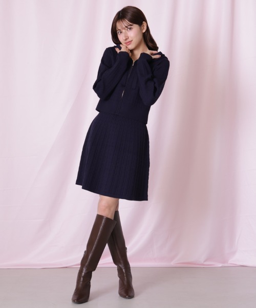 JILL by JILL STUART(ジルバイジルスチュアート)の「◇ケーブルニットパーカーセットアップ(ワンピース・レディース・グレー/ネイビー/イエロー/ピンク・FREE)」の12枚目の写真