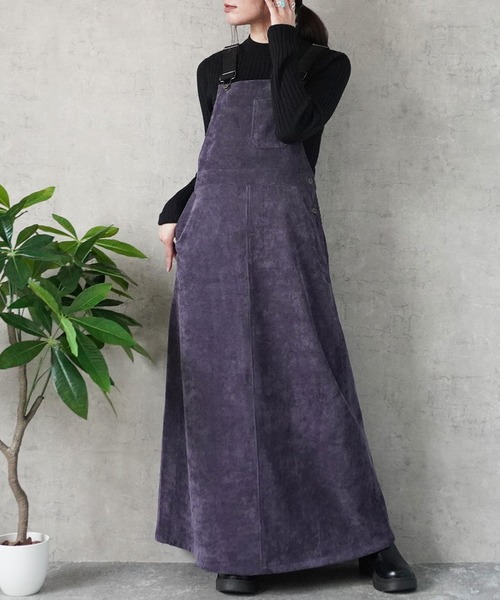 Emma(SELECT LEVERY)(エマ セレクトリベリー)の「コーデュロイジャンパースカート(サロペット/オーバーオール・レディース・パープル/アイボリー/カーキ/ブラック・MEDIUM/LARGE)」の4枚目の写真