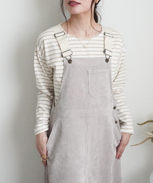 Emma(SELECT LEVERY)(エマ セレクトリベリー)の「コーデュロイジャンパースカート(サロペット/オーバーオール・レディース・パープル/アイボリー/カーキ/ブラック・MEDIUM/LARGE)」の16枚目の写真